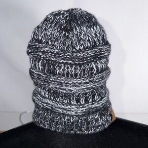 Anazalea Gray Knit Beanie Hat Pom‎ Pom Faux Fur Lining Warm Stylish Winter Ski